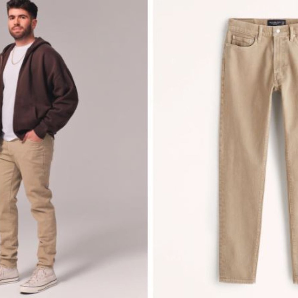 Abercrombie & Fitch Khaki 90's Slim Fit Jeans - 36 x 30